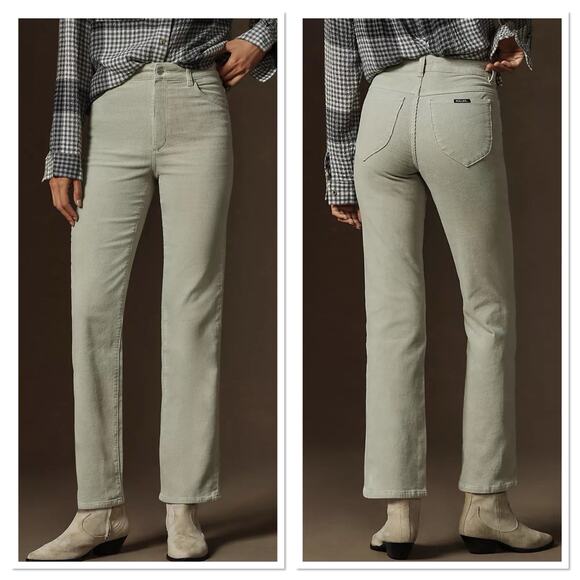 Rollas‎ X Anthropologie Green Original High Rise Straight Corduroy Pants Size 29 - Picture 2 of 10